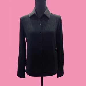 Lola Grace Stretch Black Button Down Shirt XS